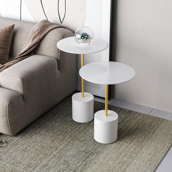 Conjunto Mesa De Canto Parma Metal 65cm X 40cm X 40 Cm Branco