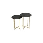 Conjunto Mesa De Canto Rome 57cm X 45cm X 45cm Preto / Dourado