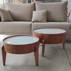 Conjunto Mesa De Centro Anna Com Tampo Off White E Pés Em Mad