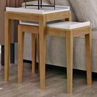 Conjunto Mesa De Centro Apoio E Lateral Em Mdf/madeira Maciça