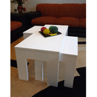 Conjunto Mesa De Centro Com 2 Mesas De Apoio Branco Laca