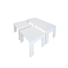 Conjunto Mesa De Centro Com 2 Mesas De Apoio Branco Laca