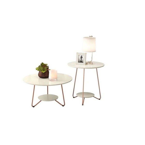 Conjunto Mesa De Centro E Apoio Liz Off White – Ej Móveis
