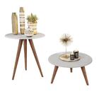 Conjunto Mesa De Centro E Canto Retrô Pés Palito Branco