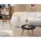 Conjunto Mesa De Centro E Canto Retrô Pés Palito Preto