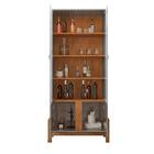 Conjunto Mesa De Centro E Cristaleira Kast Cinza E Cedro