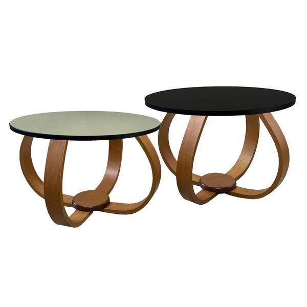 Conjunto Mesa De Centro E Lateral Pés Cebola Composê Espelhada