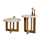 Conjunto Mesa De Centro E Lateral Redondas Pérola Nature Jb B