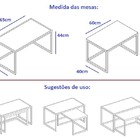 Conjunto Mesa De Centro Industrial 65cm E 60cm Aço Preto Duo