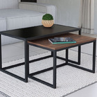 Conjunto Mesa De Centro Industrial 65cm E 60cm Aço Preto Duo