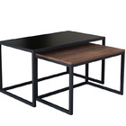 Conjunto Mesa De Centro Industrial 65cm E 60cm Aço Preto Duo
