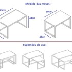 Conjunto Mesa De Centro Industrial 65cm E 60cm Preto Duo Vidr