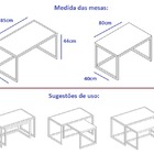 Conjunto Mesa De Centro Industrial 85cm E 80cm Aço Preto Duo