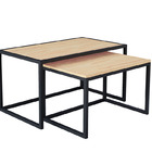 Conjunto Mesa De Centro Industrial 85cm E 80cm Aço Preto Duo