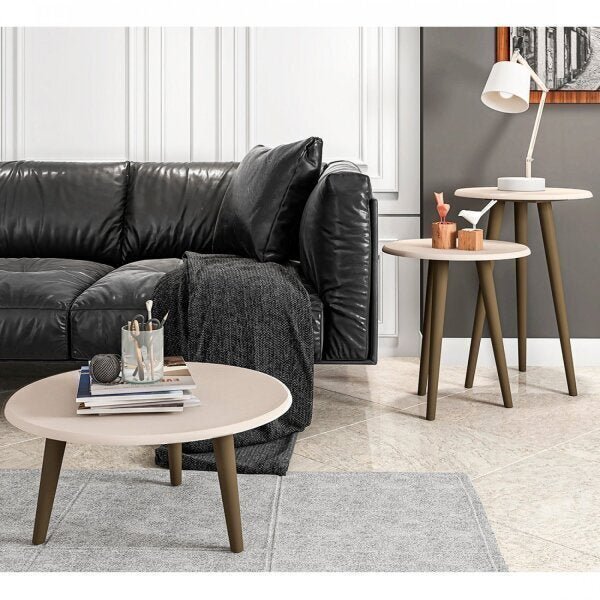 Conjunto Mesa De Centro, Mesa Lateral E Mesa De Apoio Vintage