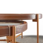 Conjunto Mesa De Centro Nezuko Base Cobre Tampo Freijó G29 -