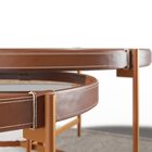 Conjunto Mesa De Centro Nezuko Base Cobre Tampo Mármore Preto