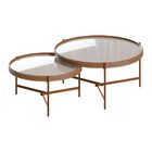 Conjunto Mesa De Centro Nezuko Base Cobre Tampo Off White G29