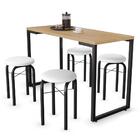 Conjunto Mesa De Cozinha Prattica Industrial 120cm Com 4 Banq