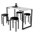 Conjunto Mesa De Cozinha Prattica Industrial 120cm Com 4 Banq