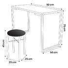 Conjunto Mesa De Cozinha Prattica Industrial 90cm Com 2 Banqu