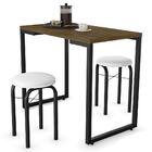 Conjunto Mesa De Cozinha Prattica Industrial 90cm Com 2 Banqu