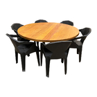 Conjunto Mesa De Jantar 1,30 Industrial Redonda Com 6 Cadeira