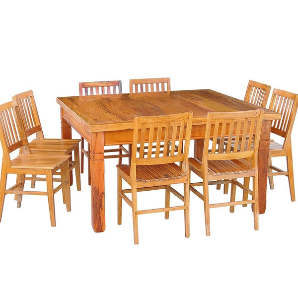 Conjunto Mesa De Jantar 1,4x1,4 M 8 Cadeiras Madri Madeira