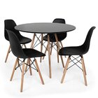 Conjunto Mesa De Jantar 110cm Com 04 Cadeiras Eiffel Preto