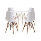 Conjunto Mesa De Jantar 120cm Com 04 Cadeiras Eiffel Branco
