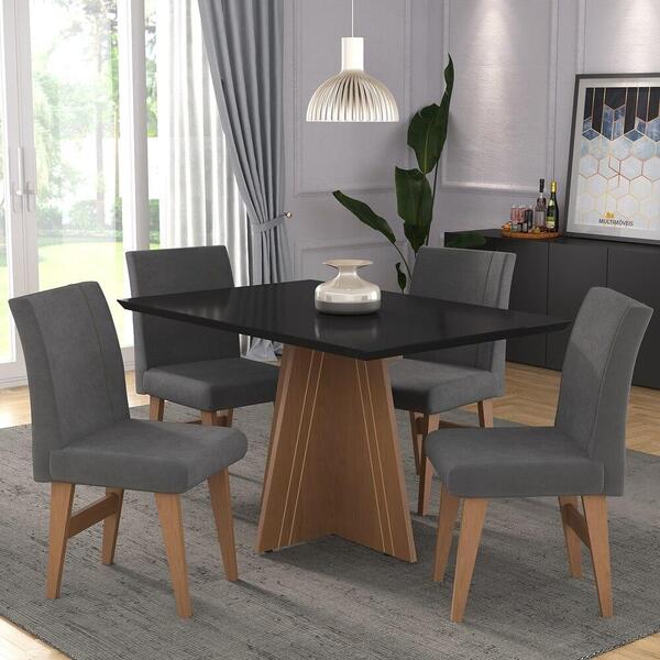 Conjunto Mesa De Jantar 136 Cm Com 4 Cadeiras Denver Multimóv