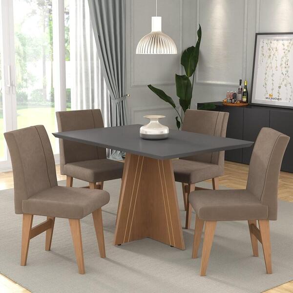 Conjunto Mesa De Jantar 136 Cm Com 4 Cadeiras Denver Multimóv