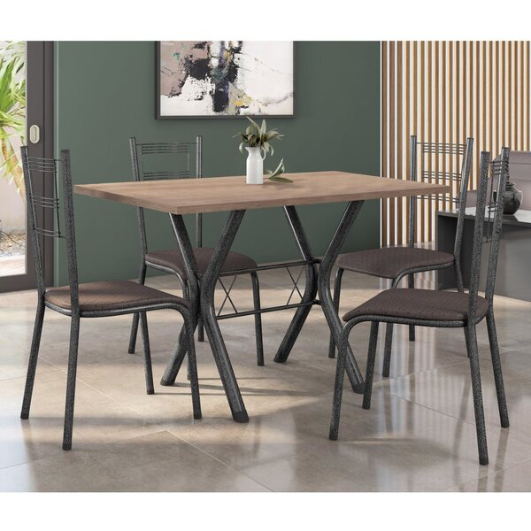 Conjunto Mesa De Jantar 136cm Miami Com 4 Cadeiras Santiago P