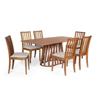 Conjunto Mesa De Jantar 160x90cm Gabi Noronha Com 6 Cadeiras