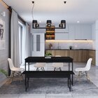 Conjunto Mesa De Jantar 1 Banco Industrial Kit 4 Cadeiras Bas