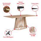 Conjunto Mesa De Jantar 200x90cm Gabi Jade Com 6 Cadeiras Jun