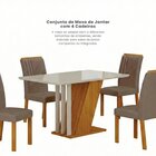 Conjunto Mesa De Jantar 4 Cadeiras Estofadas Veludo 120cm Mia