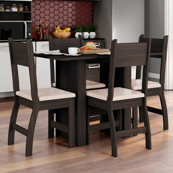 Conjunto Mesa De Jantar 4 Lugares Milano