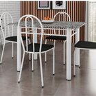 Conjunto Mesa De Jantar 4 Lugares Retangular Em Aço Com Tampo