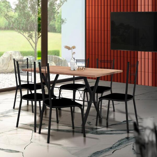 Conjunto Mesa De Jantar 6 Cadeiras Preto Warden Shop Jm