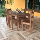 Conjunto Mesa De Jantar 6 Lugares Com 6 Cadeiras Em Madeira M