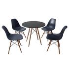 Conjunto Mesa De Jantar 80cm + 4 Cadeiras Eames Preto
