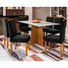 Conjunto Mesa De Jantar Ana 1 60m Tampo De Madeira Com Vidro