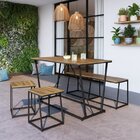 Conjunto Mesa De Jantar, Banco 2 Lugares E 2 Banquetas Baixas