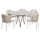 Conjunto Mesa De Jantar Barcelona Off White Base Champanhe 1,