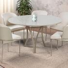 Conjunto Mesa De Jantar Barcelona Off White Base Champanhe 1,