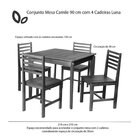 Conjunto Mesa De Jantar Camile Quadrada E 4 Cadeiras Luna Ass