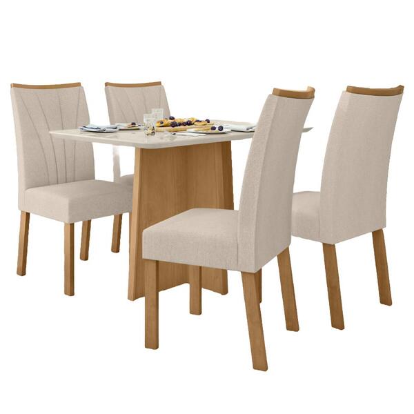 Conjunto Mesa De Jantar Celebrare 1,20 Com Vidro E 4 Cadeiras