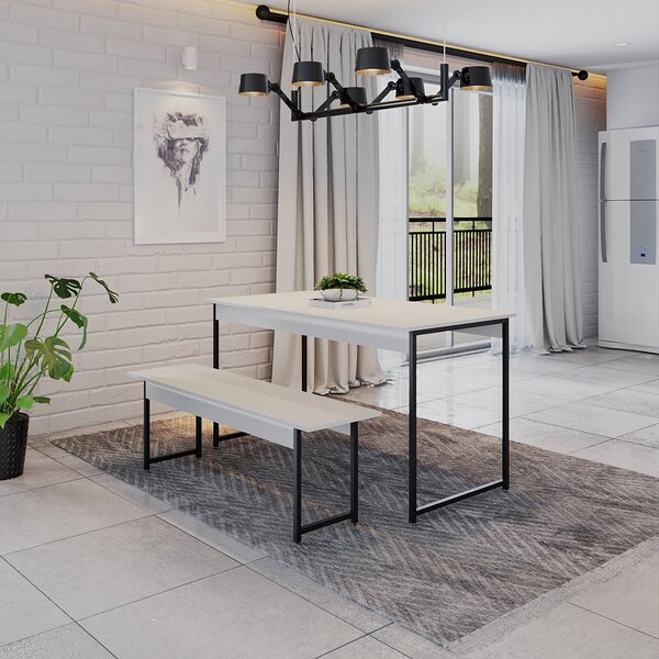 Conjunto Mesa De Jantar Com 1 Banco Estilo Industrial Active