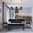 Conjunto Mesa De Jantar Com 2 Bancos 2 Banquetas Estilo Indus